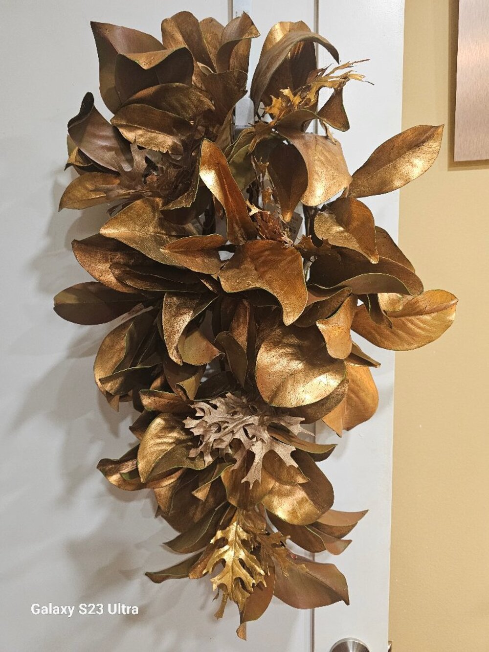 Christmas  Teardrop  Gold Leaves Swag  by Neiman Marcus